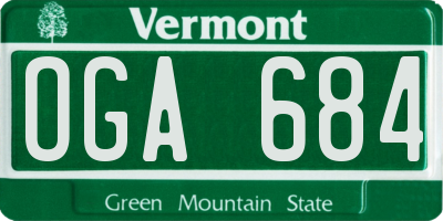 VT license plate OGA684