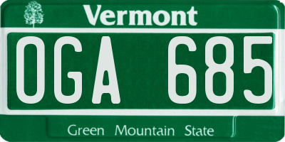 VT license plate OGA685