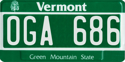 VT license plate OGA686