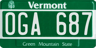 VT license plate OGA687