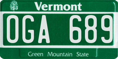 VT license plate OGA689