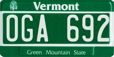 VT license plate OGA692