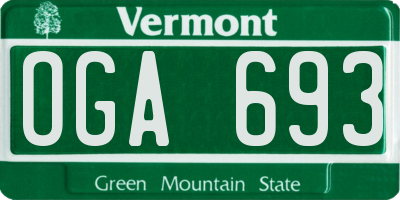 VT license plate OGA693