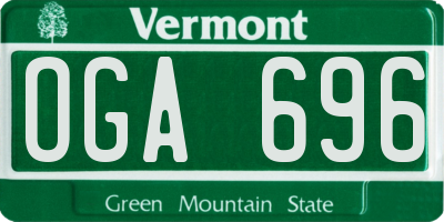 VT license plate OGA696