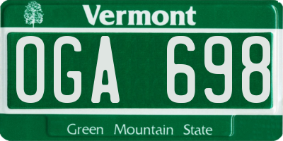 VT license plate OGA698