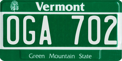 VT license plate OGA702
