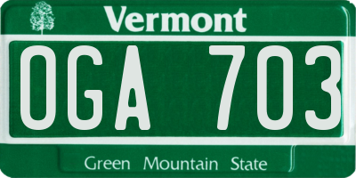 VT license plate OGA703