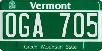 VT license plate OGA705
