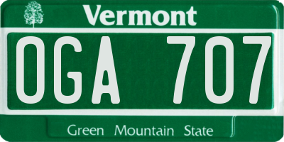 VT license plate OGA707