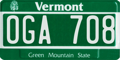 VT license plate OGA708