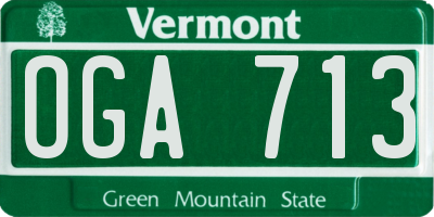 VT license plate OGA713