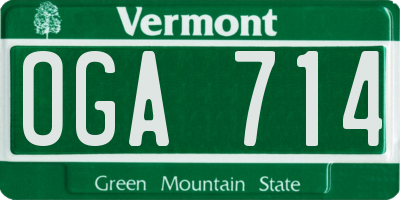 VT license plate OGA714