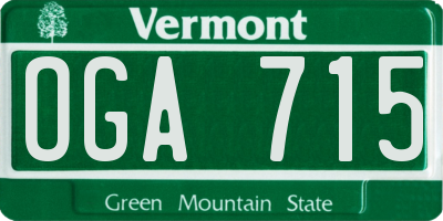 VT license plate OGA715