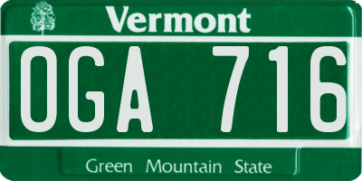 VT license plate OGA716