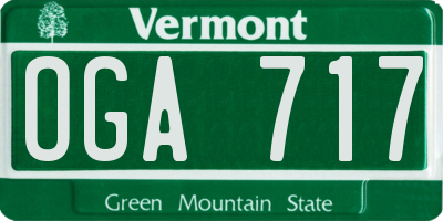 VT license plate OGA717