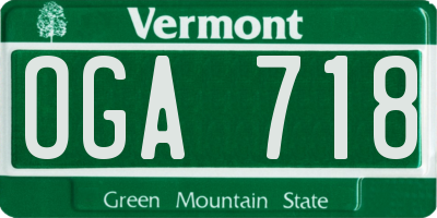 VT license plate OGA718