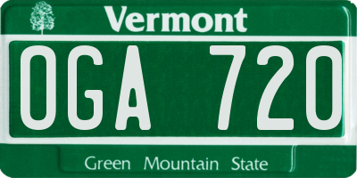 VT license plate OGA720