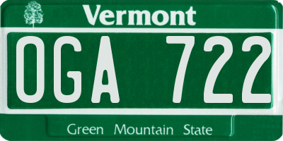 VT license plate OGA722
