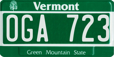 VT license plate OGA723
