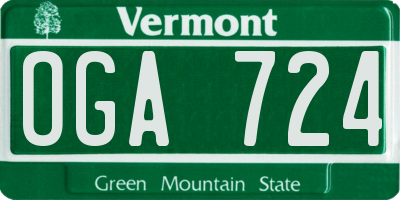 VT license plate OGA724