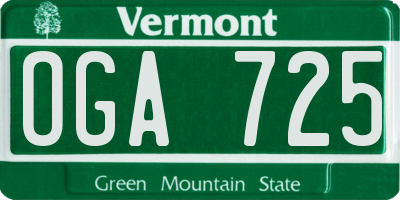 VT license plate OGA725