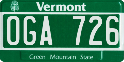 VT license plate OGA726