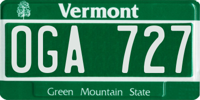VT license plate OGA727