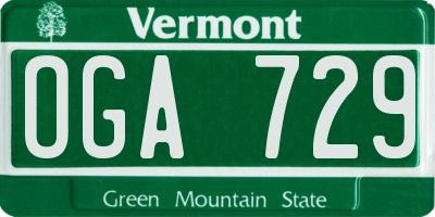 VT license plate OGA729