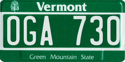 VT license plate OGA730