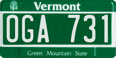 VT license plate OGA731