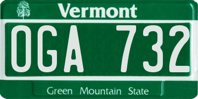 VT license plate OGA732