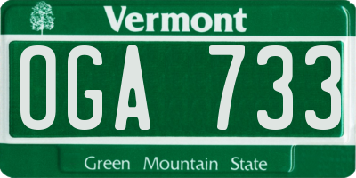 VT license plate OGA733