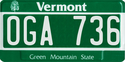 VT license plate OGA736