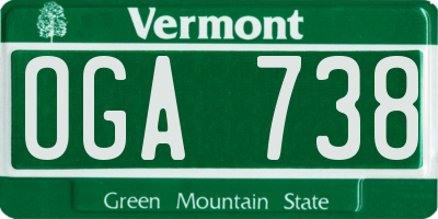 VT license plate OGA738