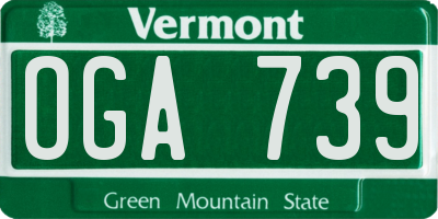 VT license plate OGA739