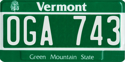 VT license plate OGA743