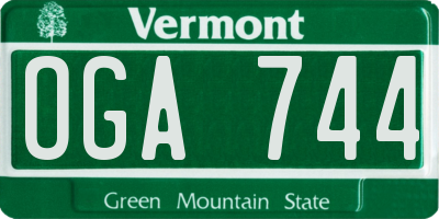 VT license plate OGA744