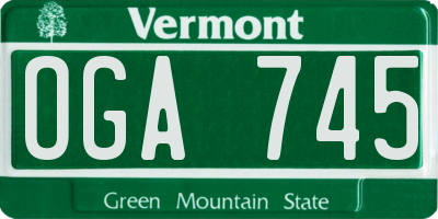 VT license plate OGA745