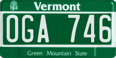 VT license plate OGA746
