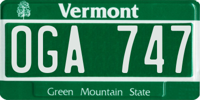 VT license plate OGA747