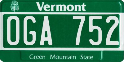 VT license plate OGA752