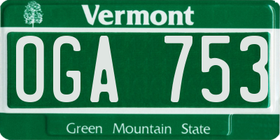 VT license plate OGA753