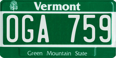 VT license plate OGA759