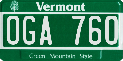 VT license plate OGA760