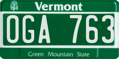 VT license plate OGA763