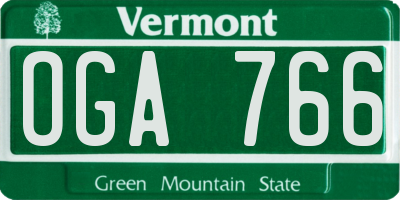 VT license plate OGA766
