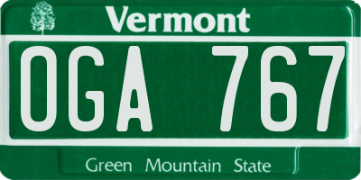 VT license plate OGA767