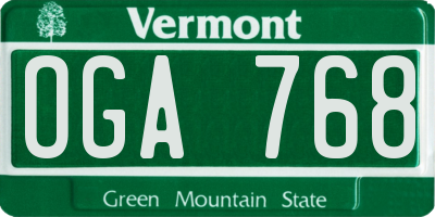 VT license plate OGA768