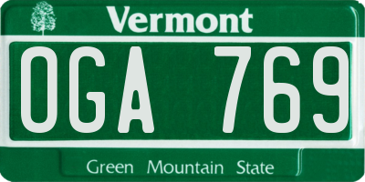 VT license plate OGA769