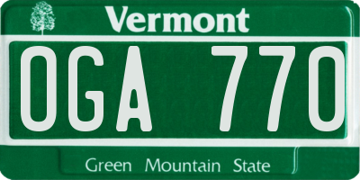 VT license plate OGA770